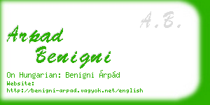 arpad benigni business card